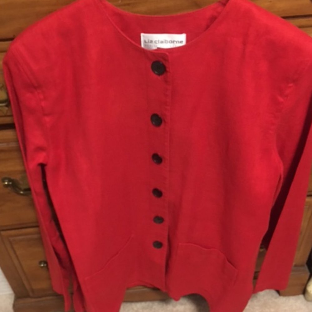 100% LINEN  Liz Claiborne Petite Collection Vintage Jacket  Size 12